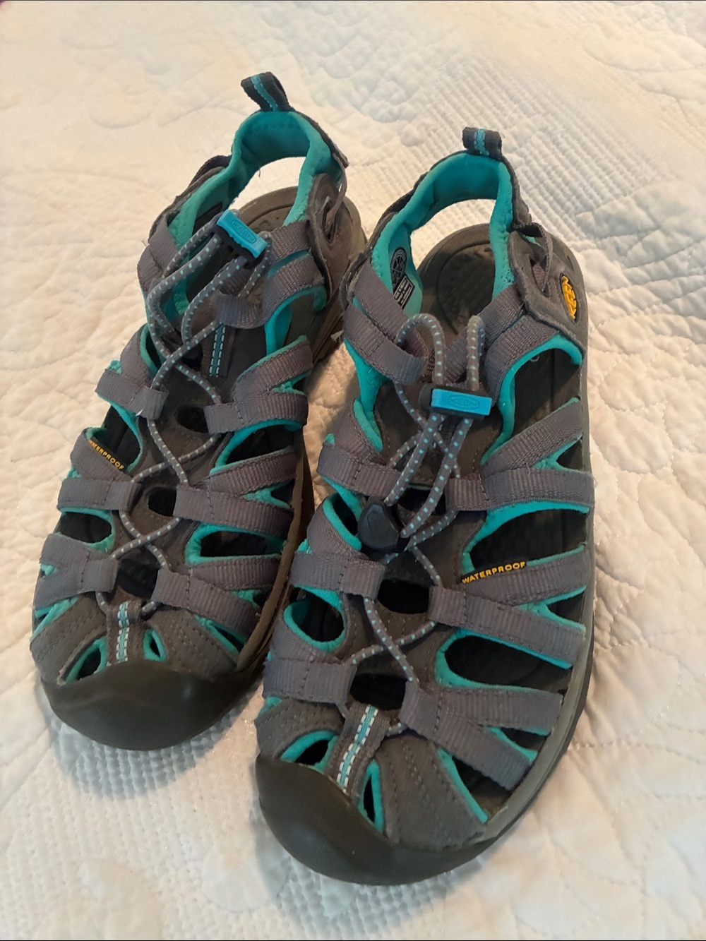 Keen Women’s Whisper Gray and Teal Closed-Toe Sport Hiking Sandals SZ 7